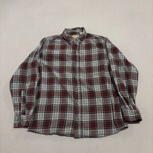 Red Head Flannel Shirts Mens Large Gray Plaid Outdoor Festival Spring Casual